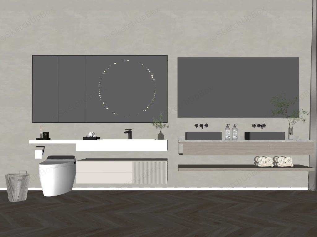Modern Floating Bathroom Vanities sketchup model preview - SketchupBox