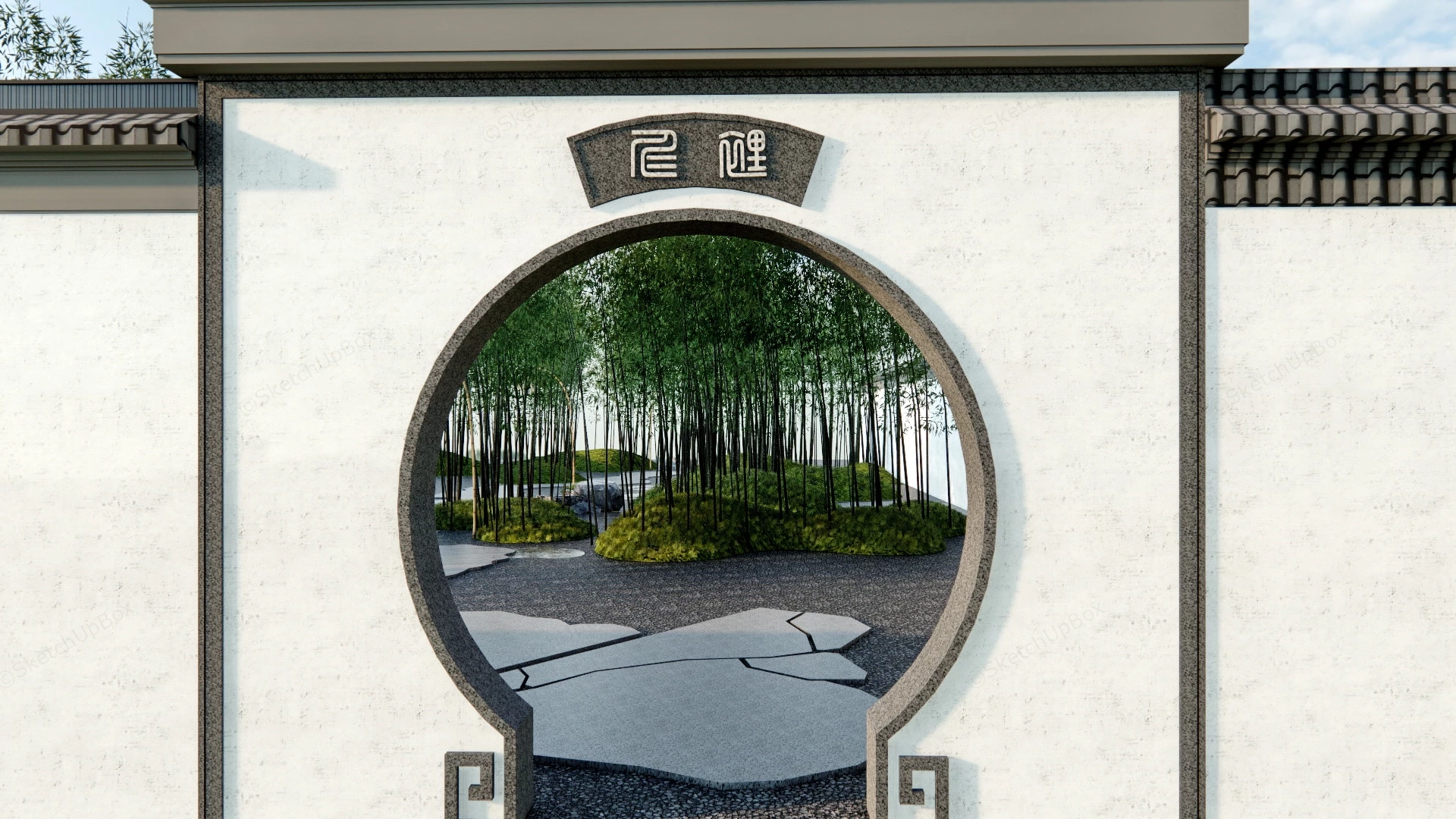 Chinese Bamboo Garden Design sketchup model preview - SketchupBox