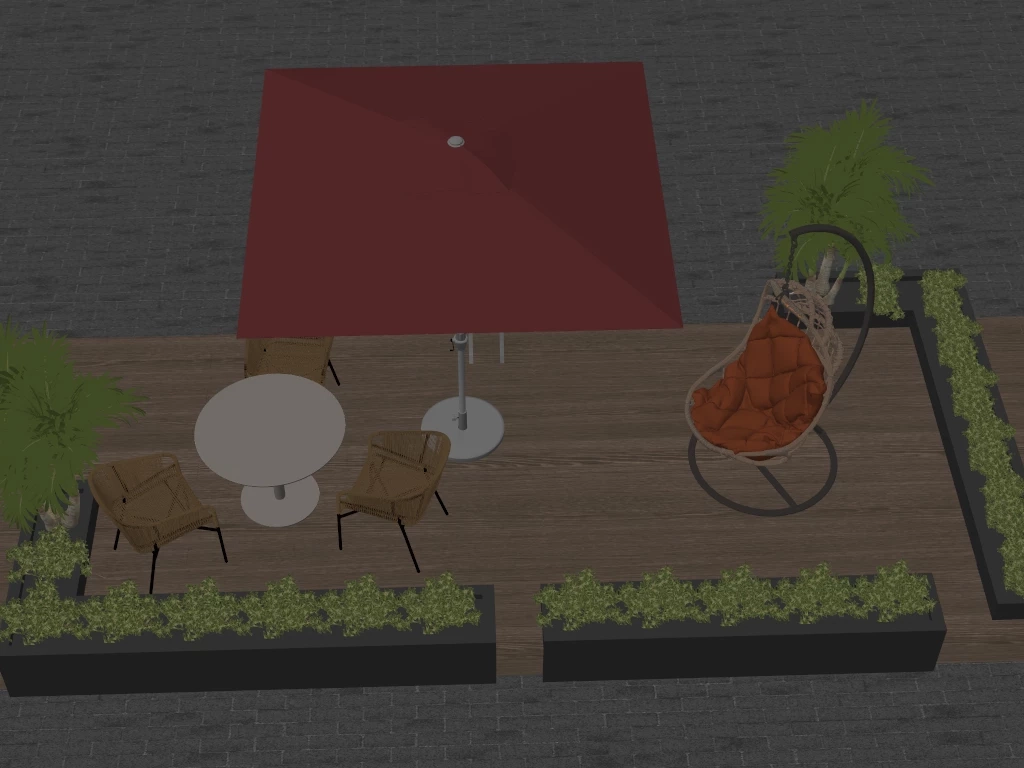 Patio Dining Set With Umbrella sketchup model preview - SketchupBox