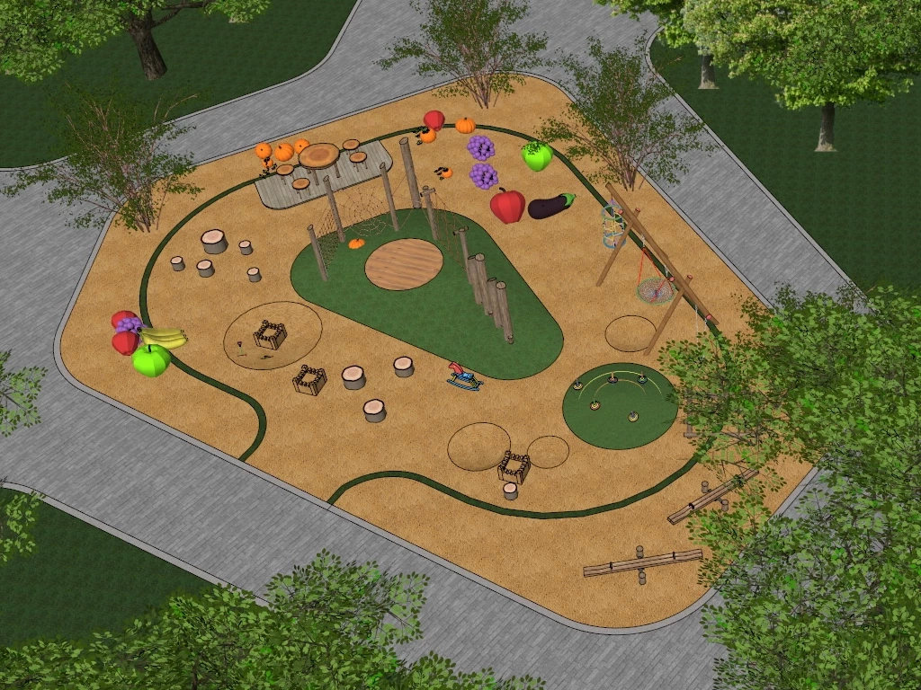 Natural Playground Design sketchup model preview - SketchupBox