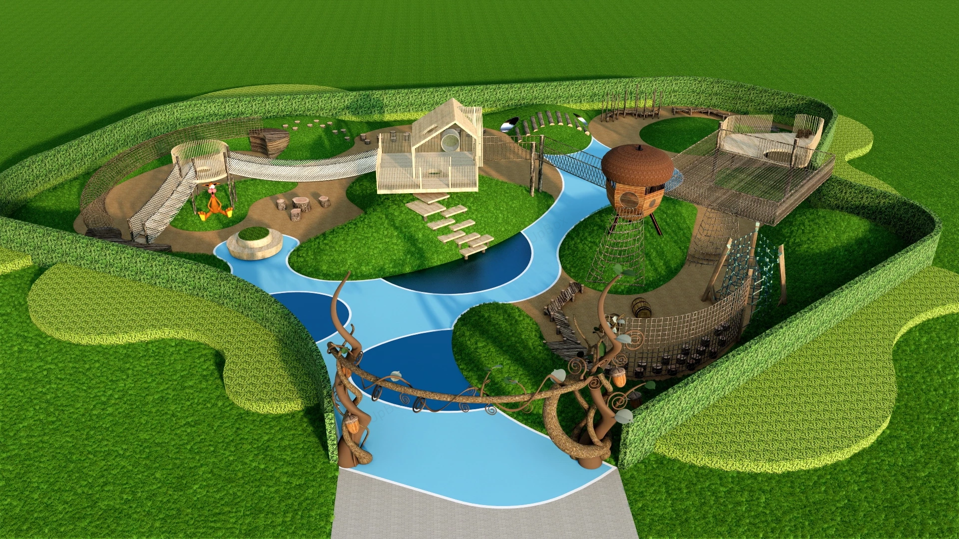 Wooden Adventure Playground sketchup model preview - SketchupBox