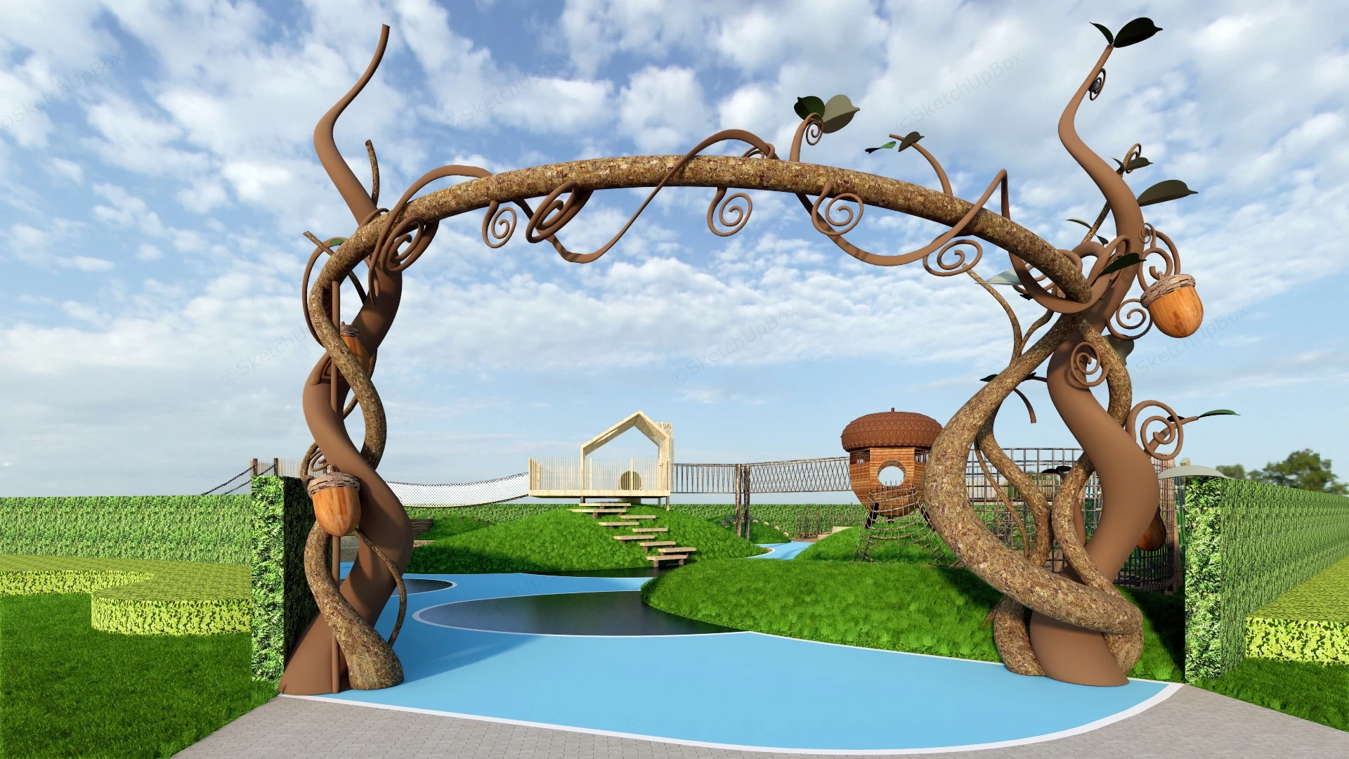 Wooden Adventure Playground sketchup model preview - SketchupBox