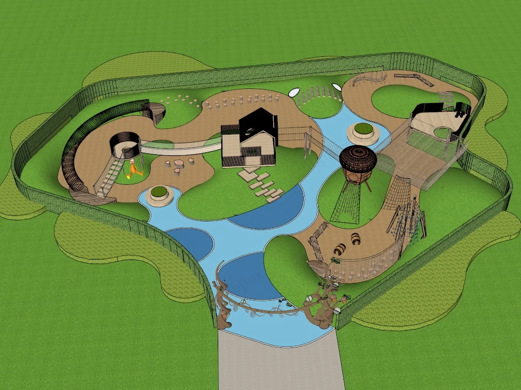 Wooden Adventure Playground sketchup model preview - SketchupBox