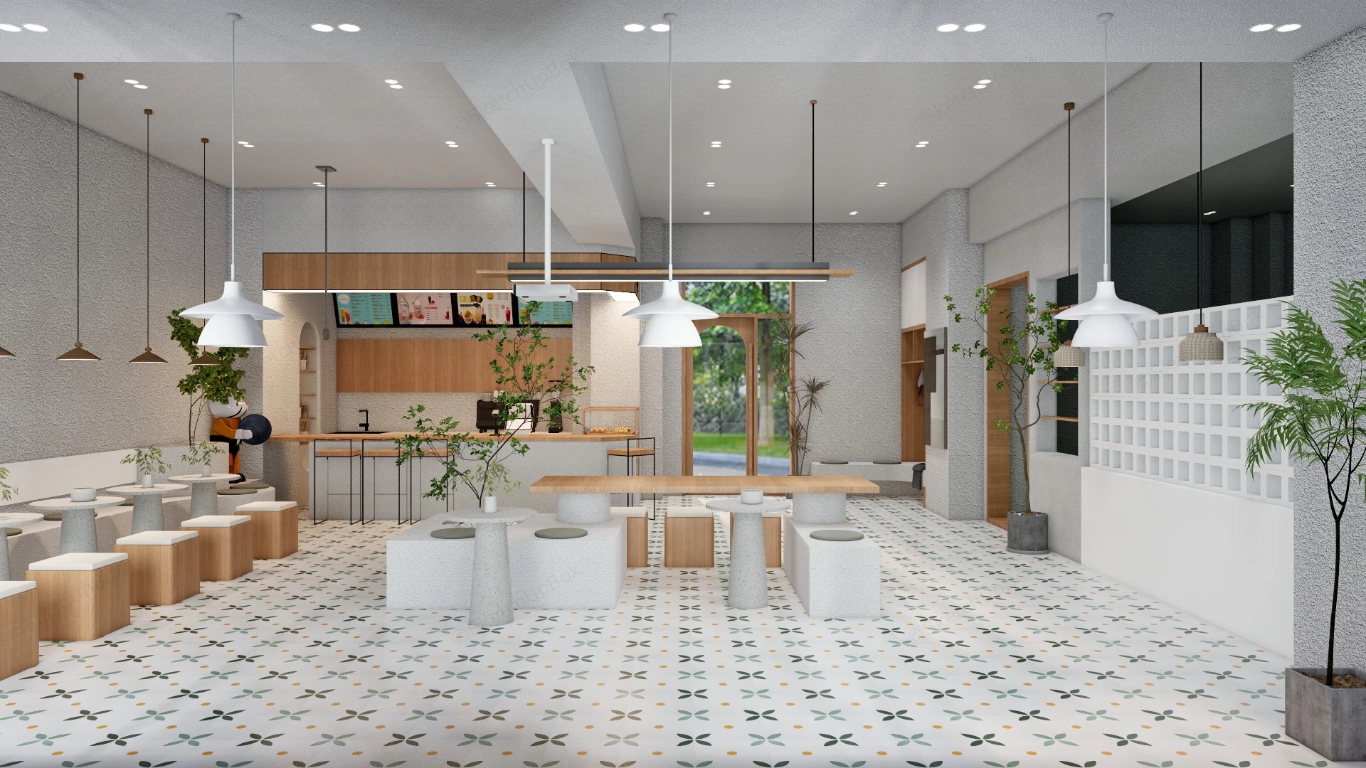 Minimalist Juice Bar Interior sketchup model preview - SketchupBox