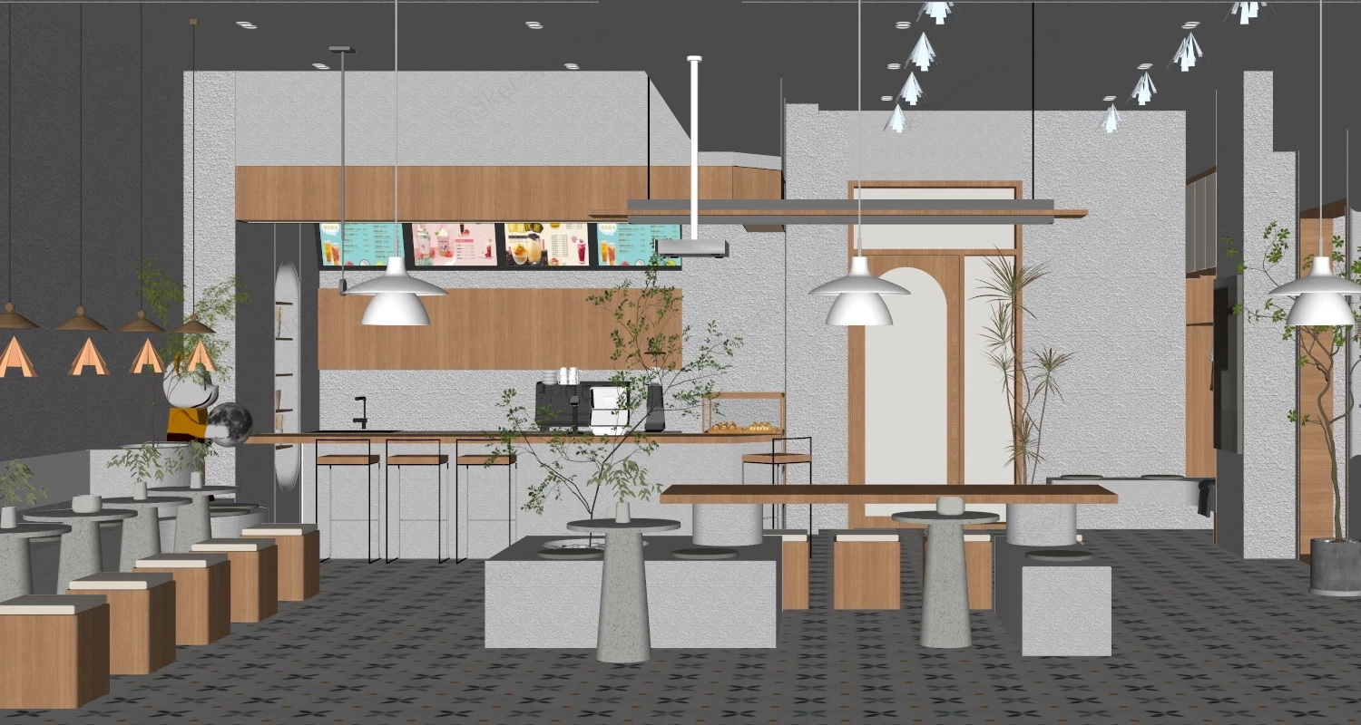 Minimalist Juice Bar Interior sketchup model preview - SketchupBox