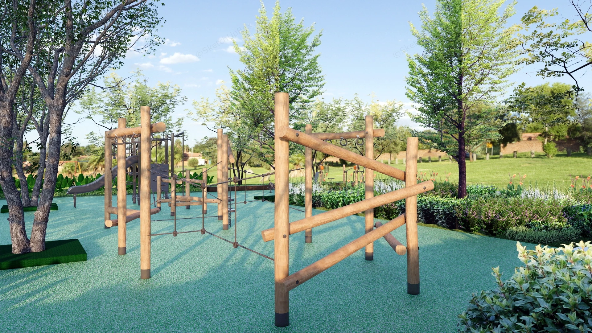 Jungle Gym Base Playground sketchup model preview - SketchupBox