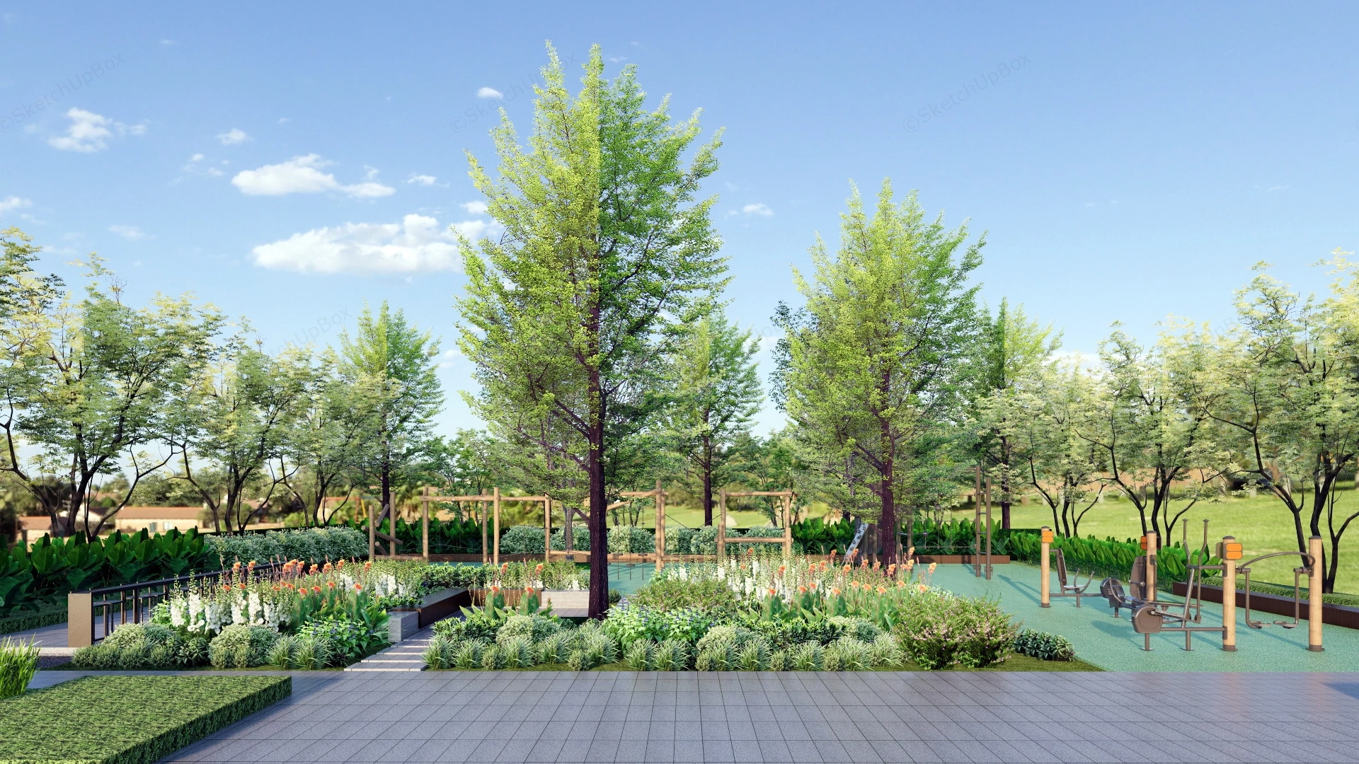 Jungle Gym Base Playground sketchup model preview - SketchupBox