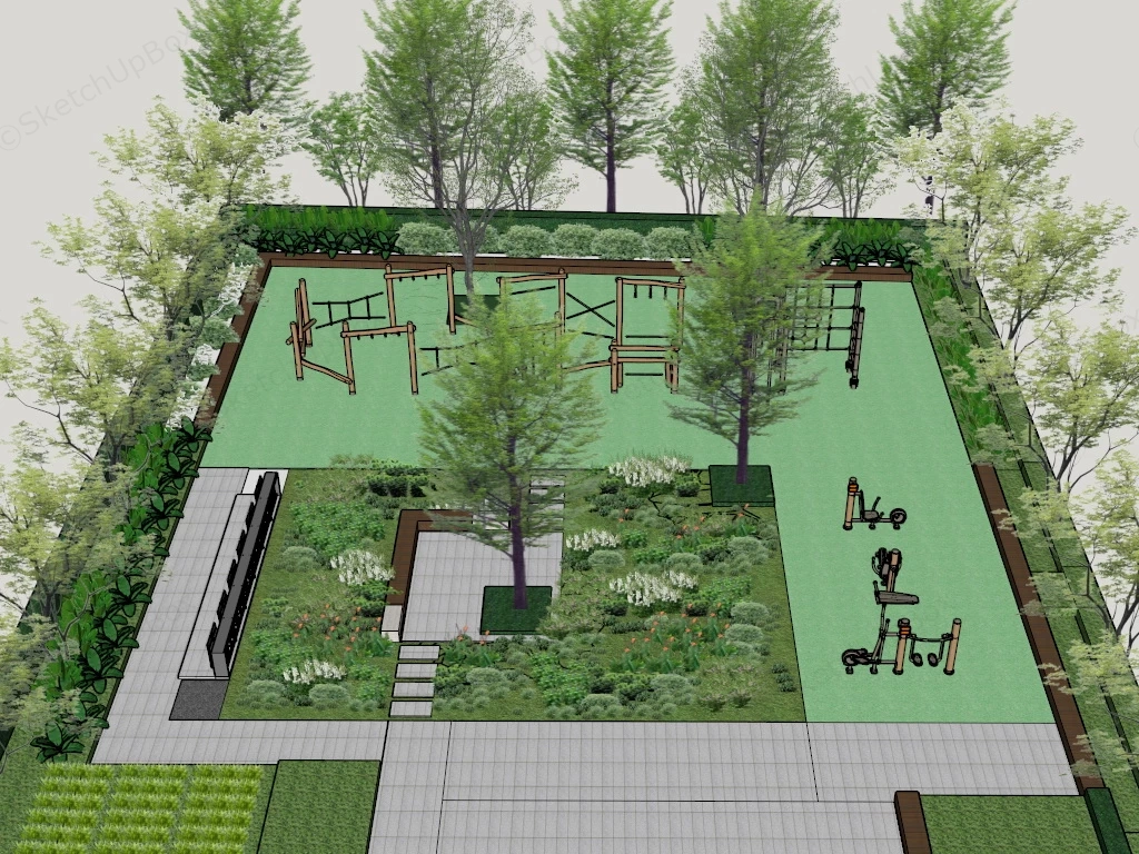 Jungle Gym Base Playground sketchup model preview - SketchupBox