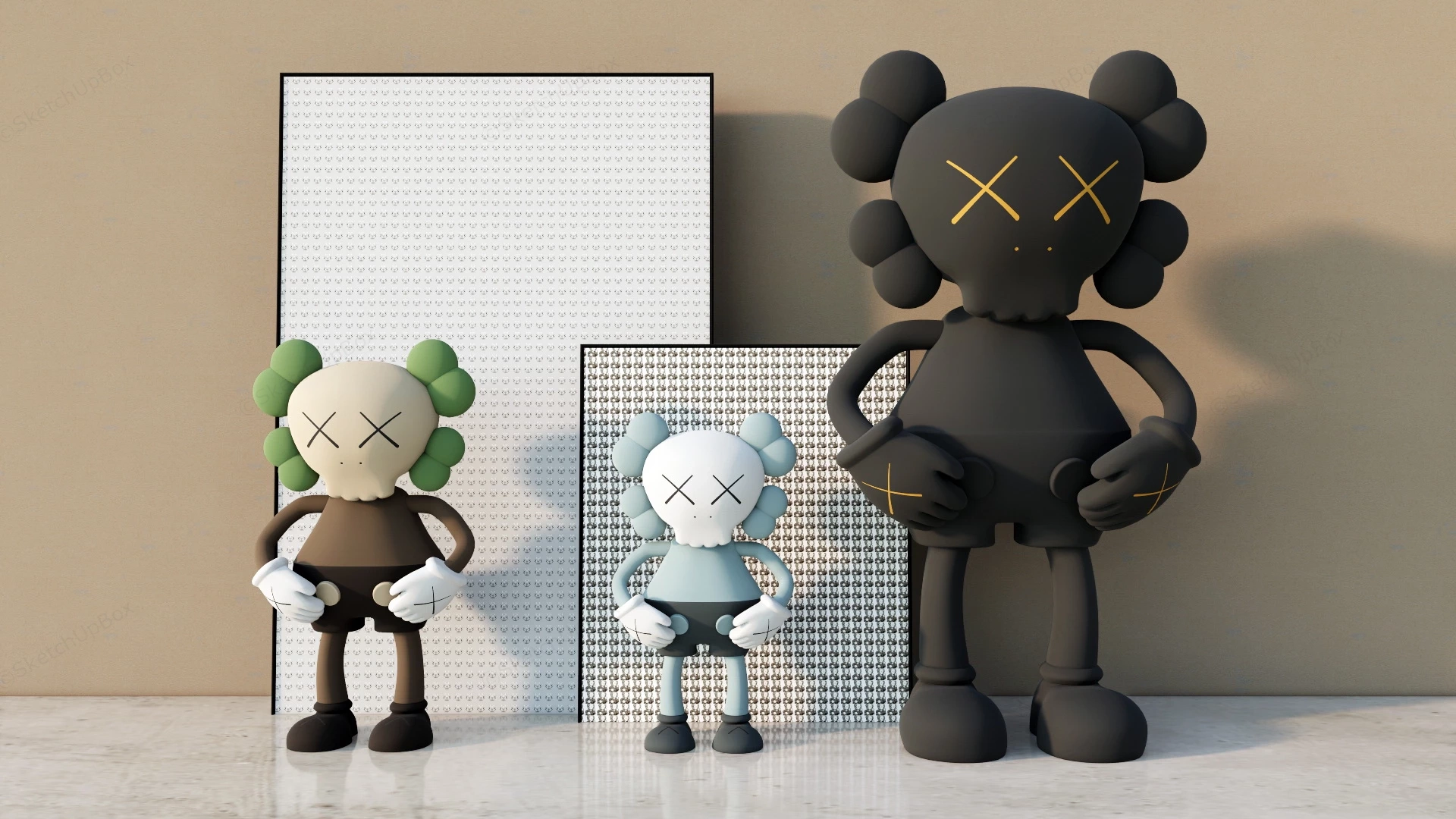 KAWS Bounty Hunter Figure Set sketchup model preview - SketchupBox