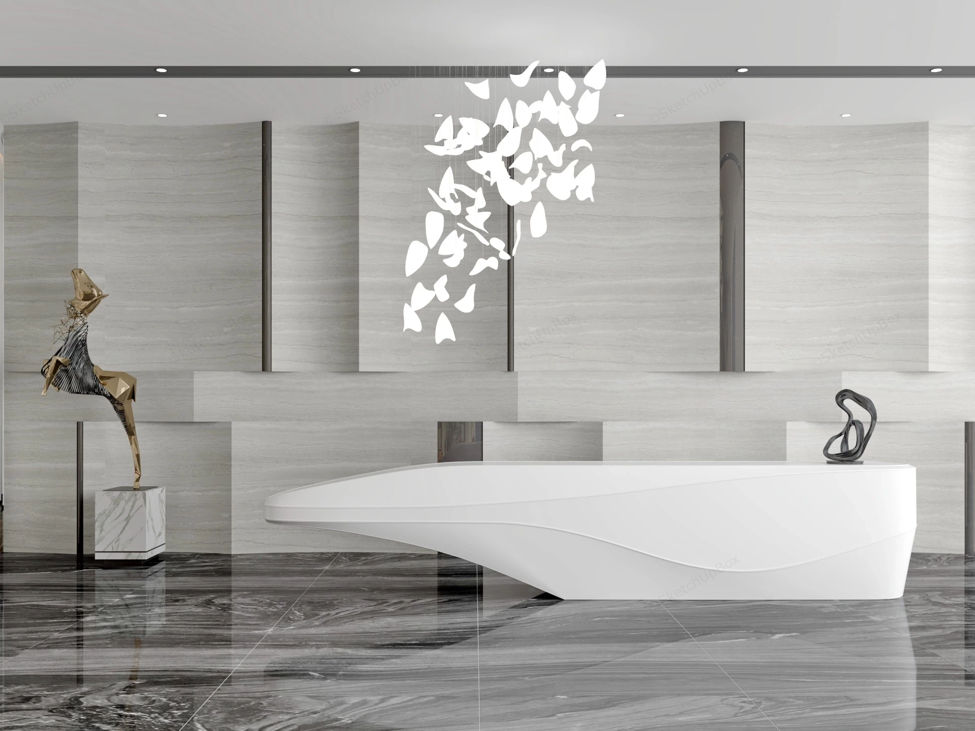 White Modern Salon Reception Desk sketchup model preview - SketchupBox