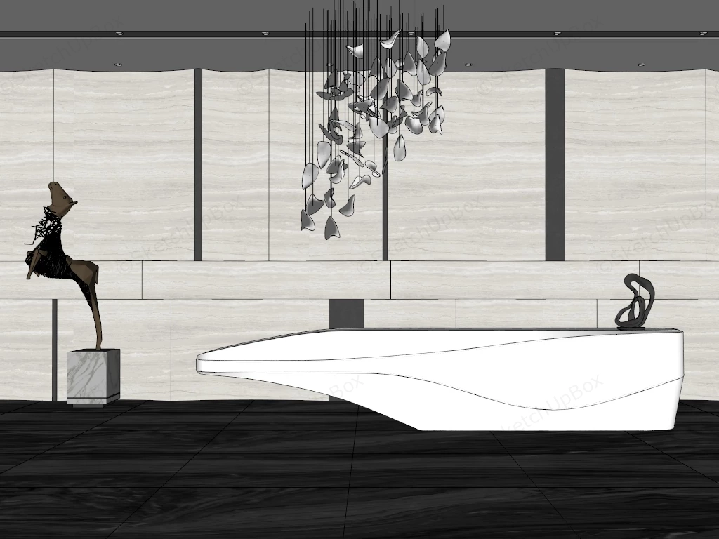 White Modern Salon Reception Desk sketchup model preview - SketchupBox