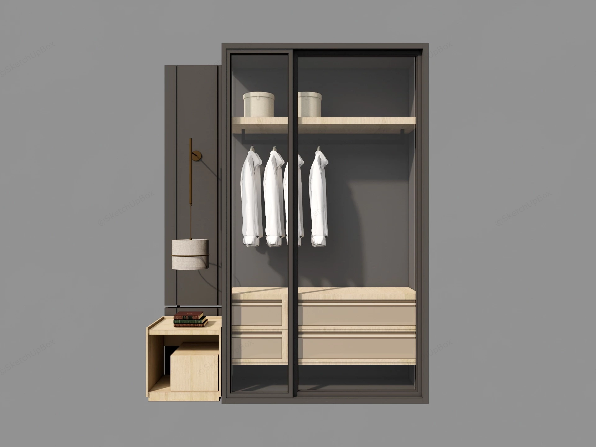 Single Corner Wardrobe sketchup model preview - SketchupBox