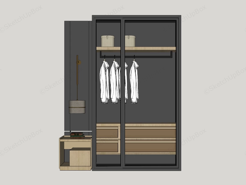 Single Corner Wardrobe sketchup model preview - SketchupBox