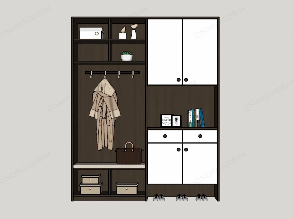 Entryway Hall Tree With Storage sketchup model preview - SketchupBox