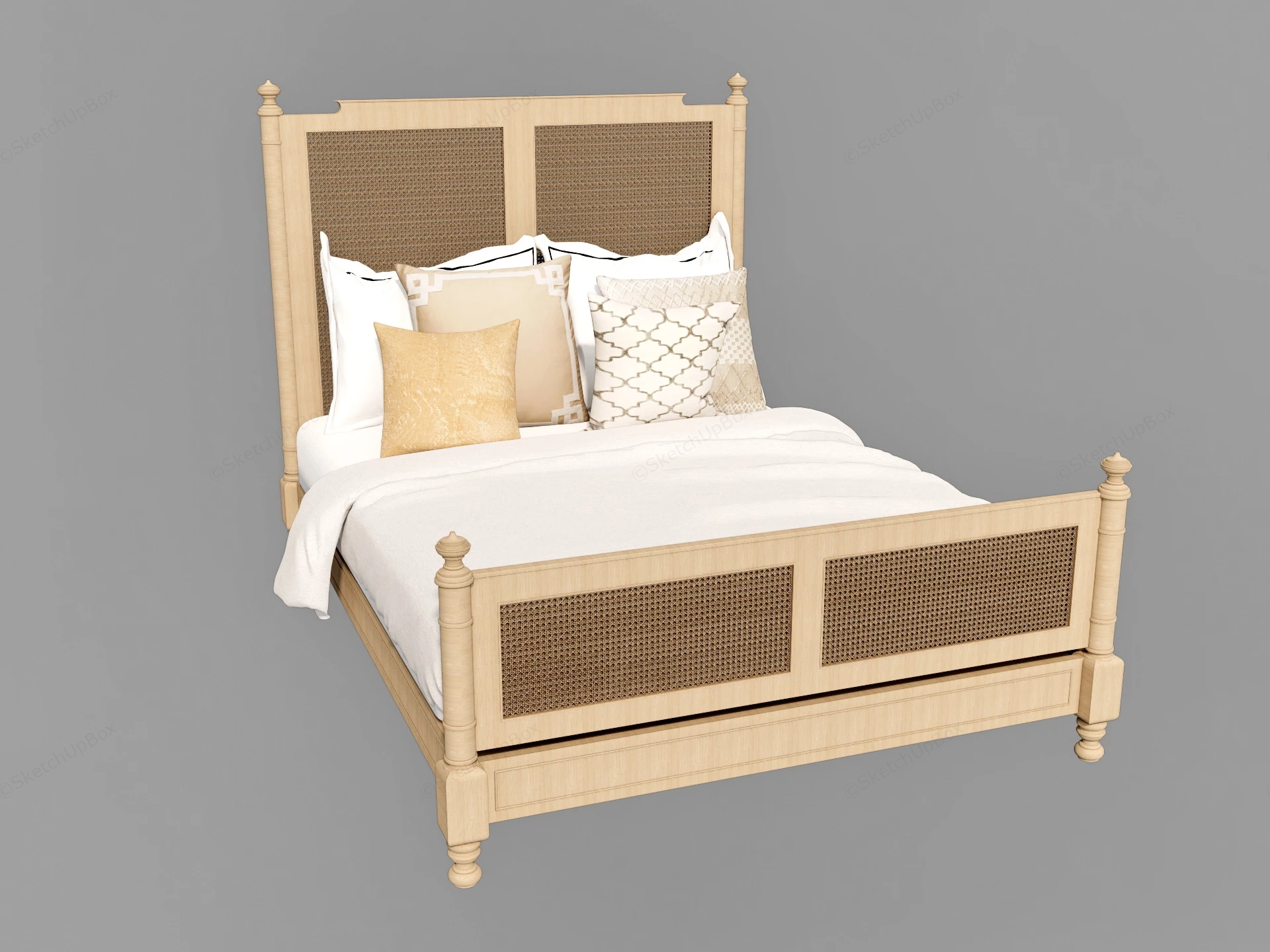 Vintage Rattan Bed sketchup model preview - SketchupBox