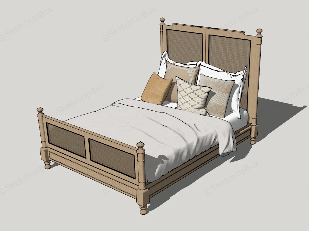 Vintage Rattan Bed sketchup model preview - SketchupBox