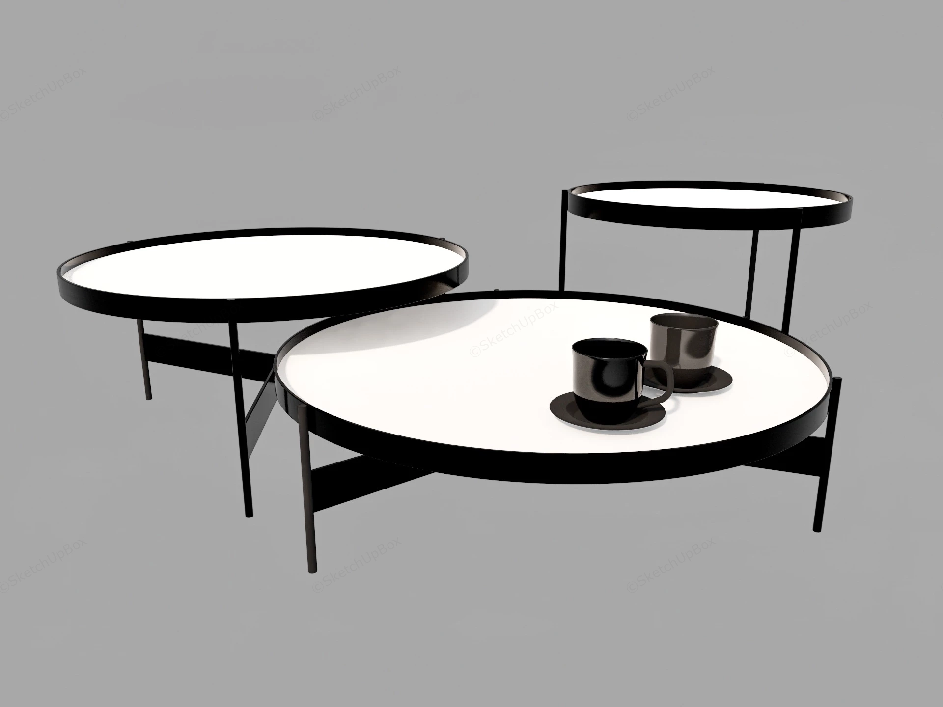 3 Piece Nesting Coffee Table Set sketchup model preview - SketchupBox