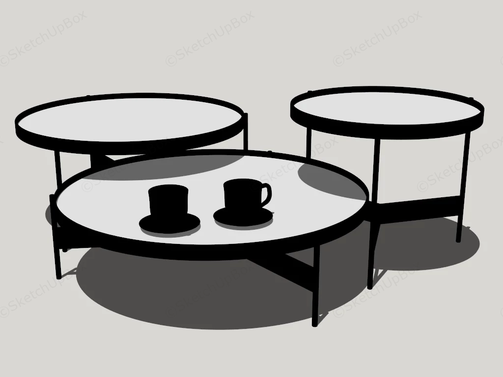 3 Piece Nesting Coffee Table Set sketchup model preview - SketchupBox