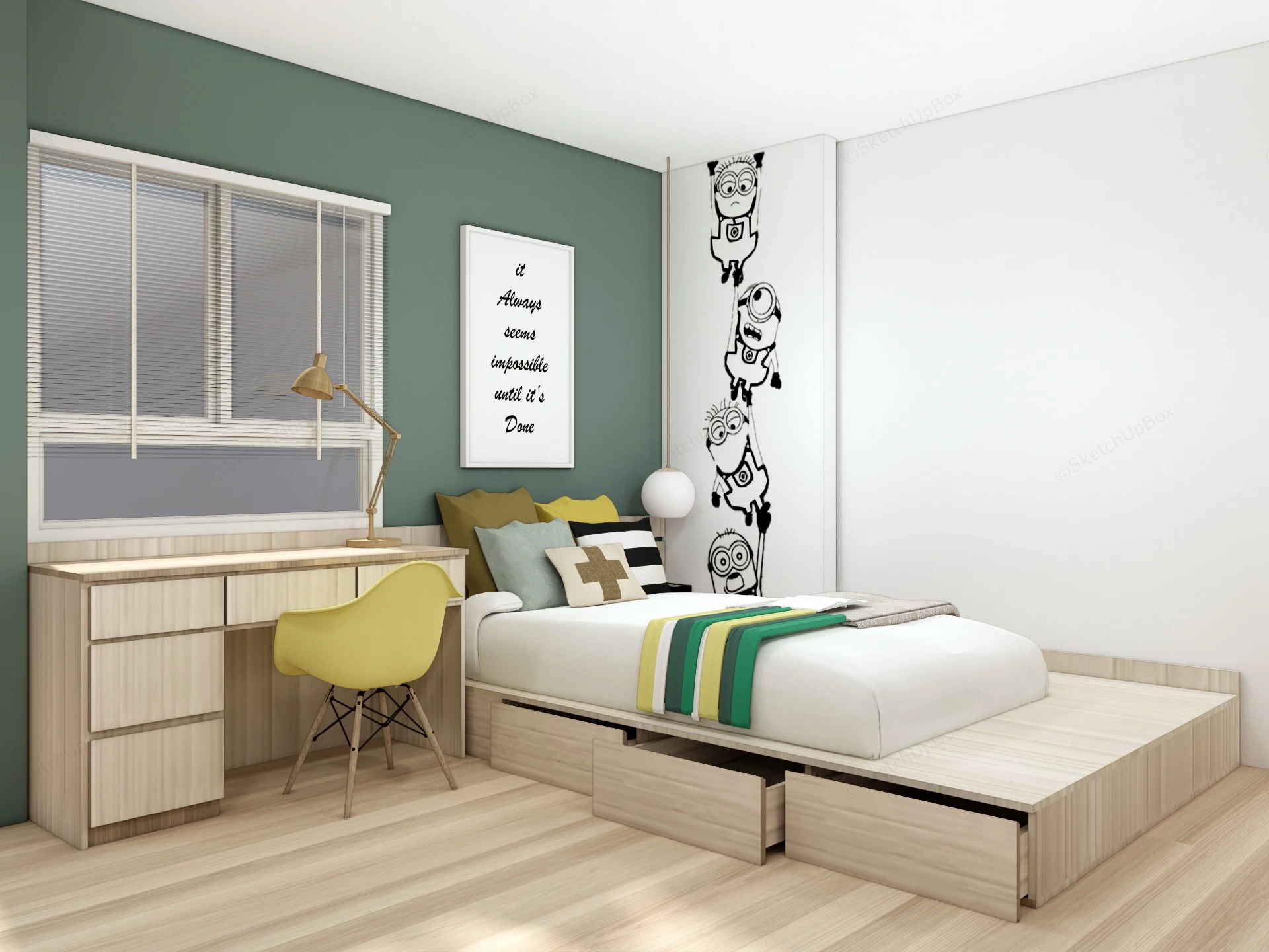 Organic Kids Room sketchup model preview - SketchupBox