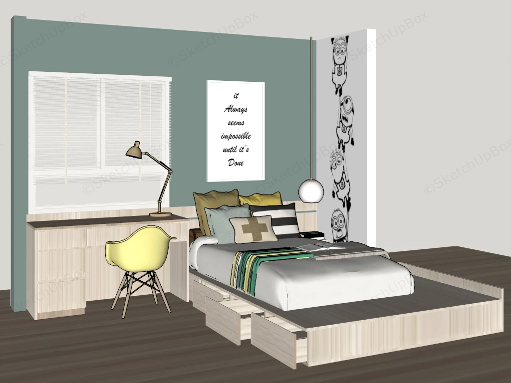 Organic Kids Room sketchup model preview - SketchupBox