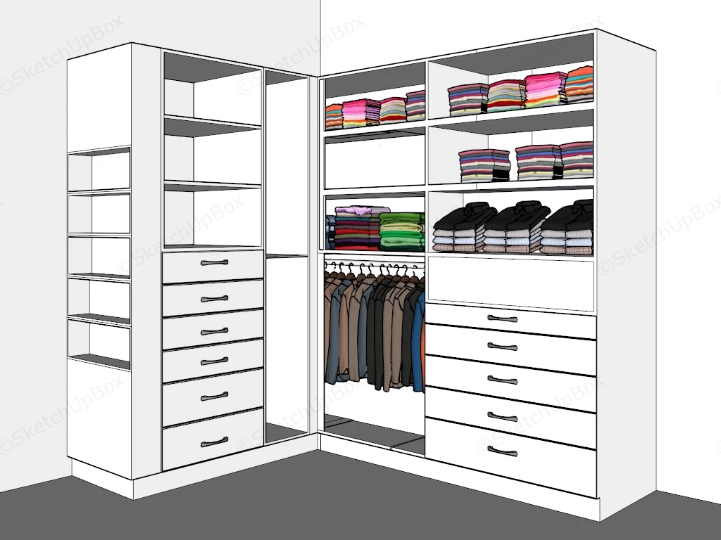 Corner Wardrobe Closet sketchup model preview - SketchupBox
