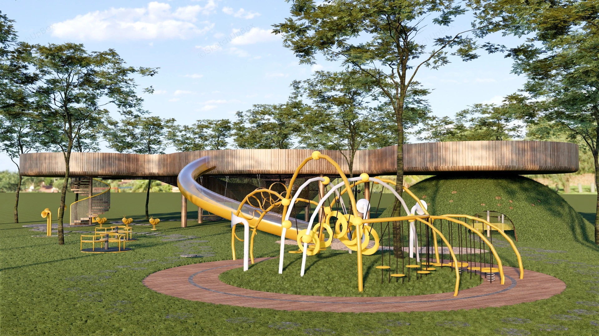 Wooden & Natural Playground Design sketchup model preview - SketchupBox