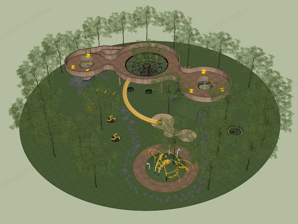 Wooden & Natural Playground Design sketchup model preview - SketchupBox