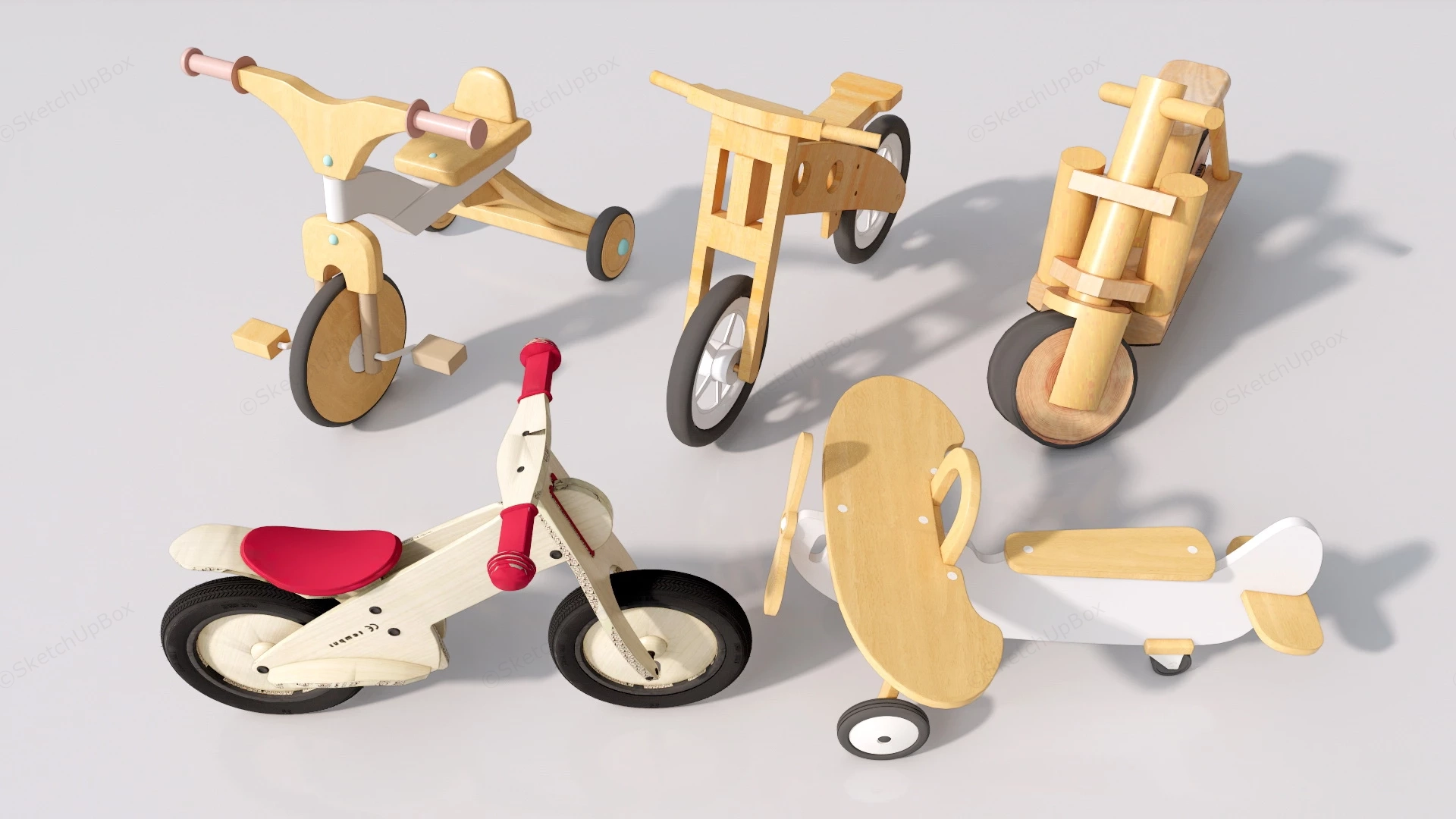Wooden Toddler Bikes sketchup model preview - SketchupBox