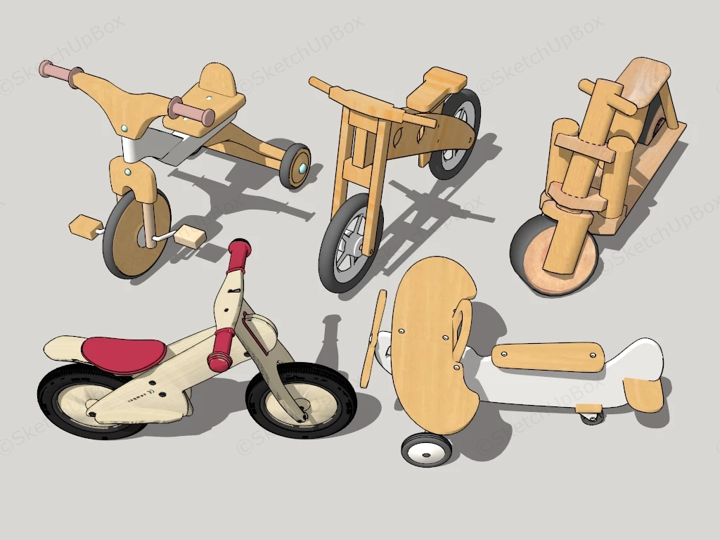 Wooden Toddler Bikes sketchup model preview - SketchupBox