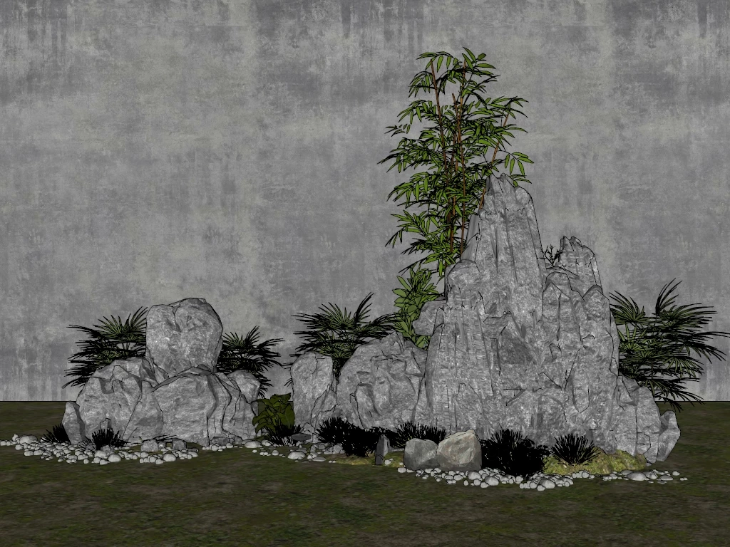 Small Rock Garden sketchup model preview - SketchupBox