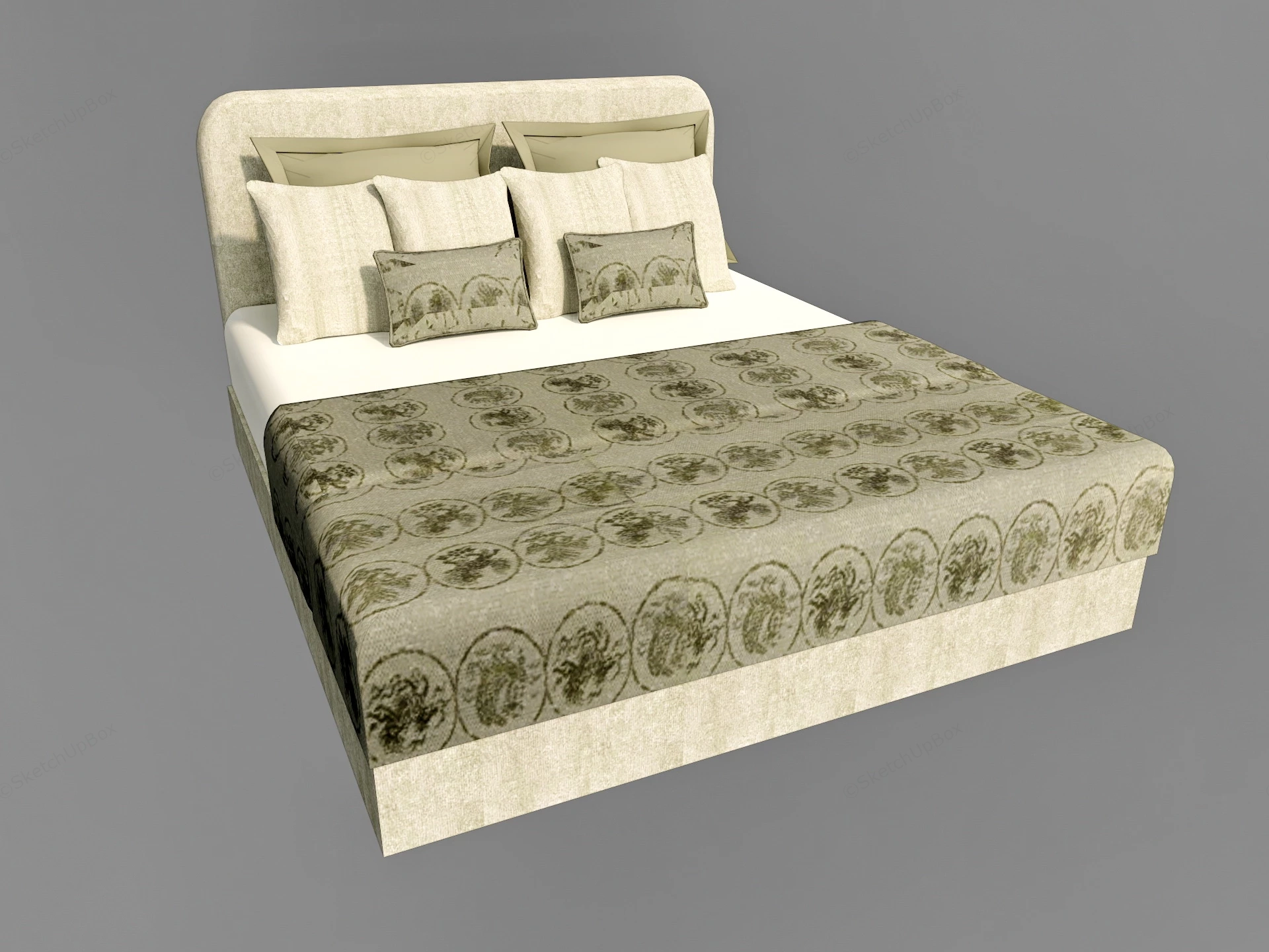 Upholstered Platform Bed sketchup model preview - SketchupBox