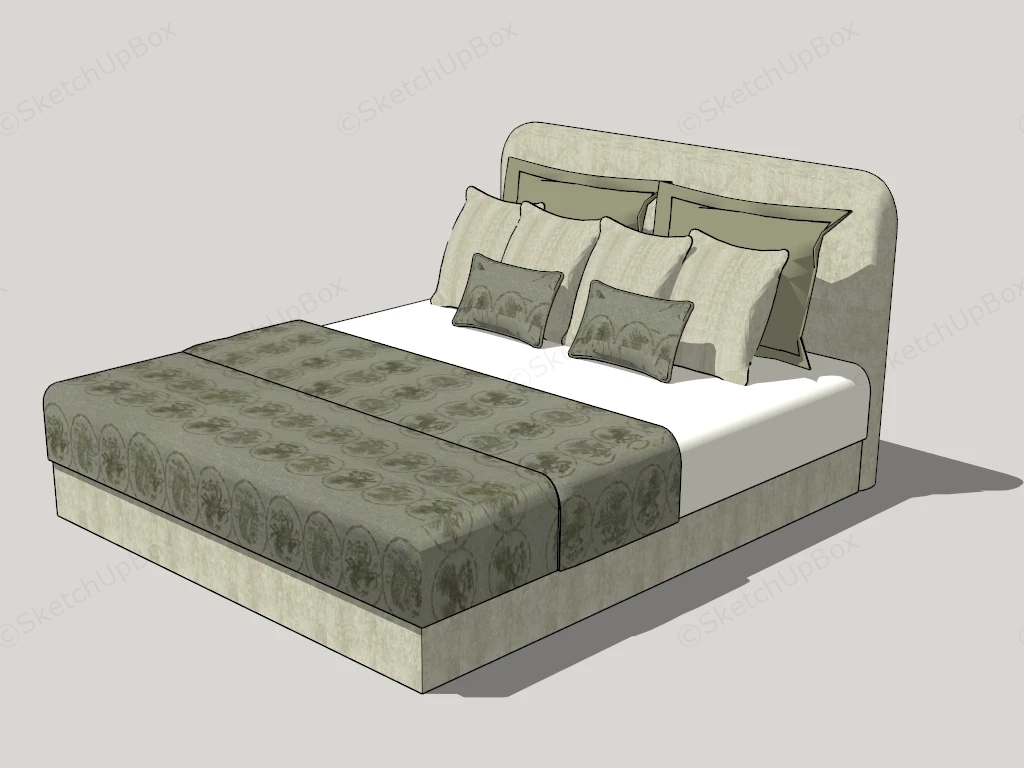 Upholstered Platform Bed sketchup model preview - SketchupBox