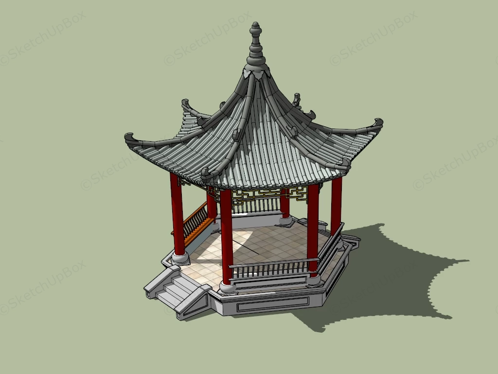 Traditional Chinese Pavilion sketchup model preview - SketchupBox