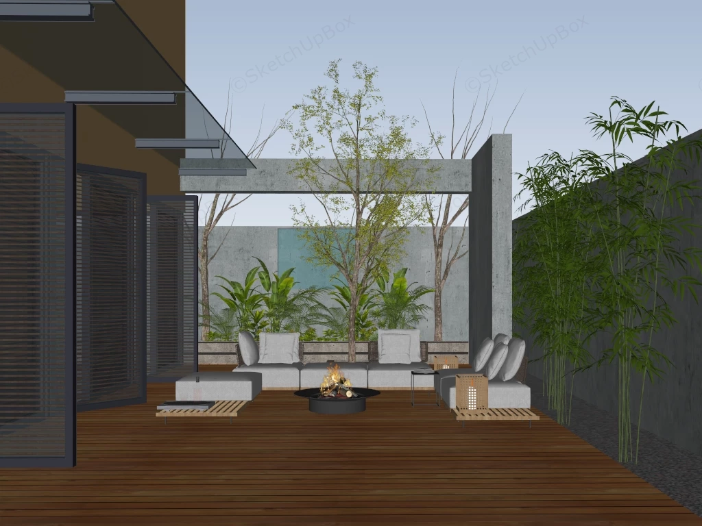 Outdoor Backyard Patio Idea sketchup model preview - SketchupBox