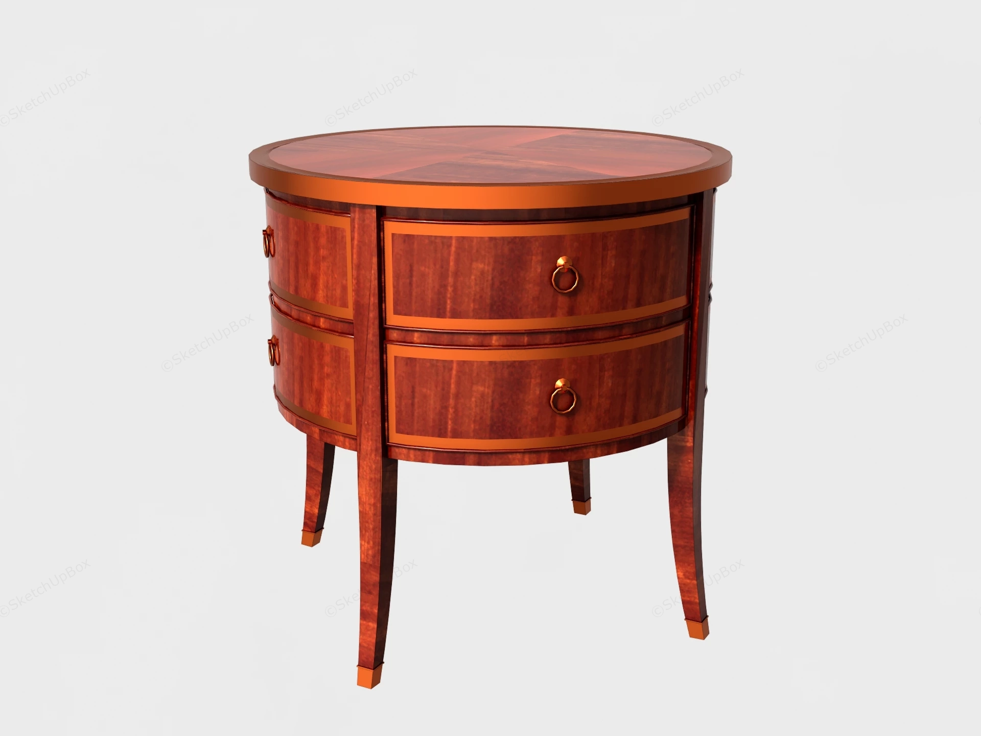 Round End Table With Drawers sketchup model preview - SketchupBox