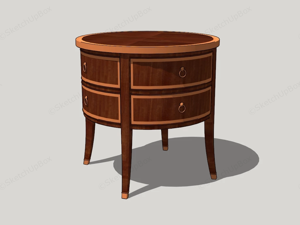 Round End Table With Drawers sketchup model preview - SketchupBox