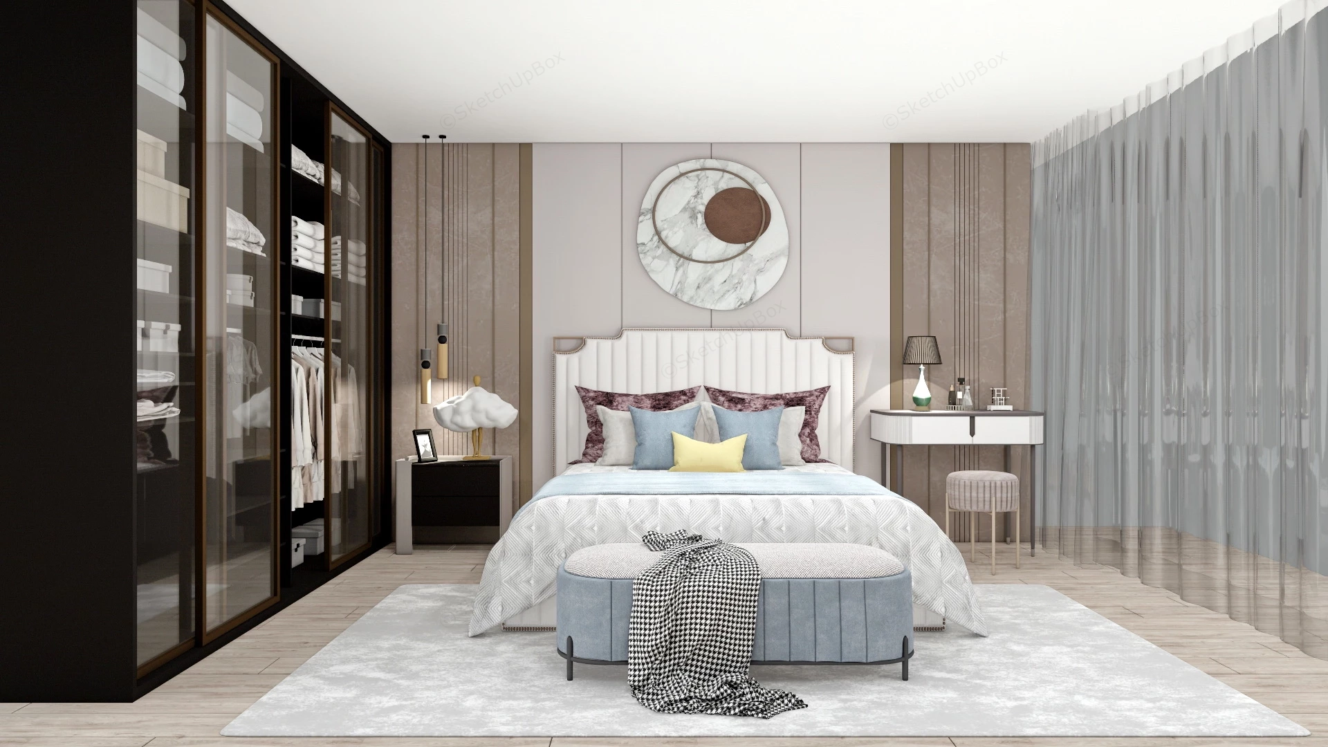 Luxury Bedroom Decorating Idea sketchup model preview - SketchupBox
