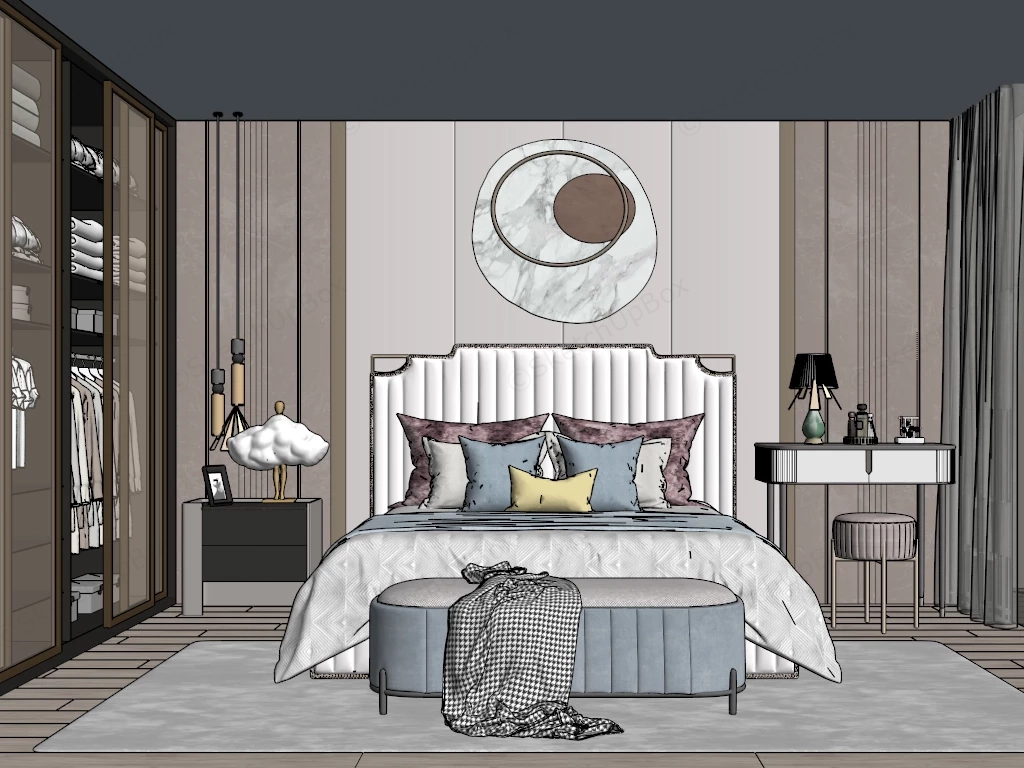 Luxury Bedroom Decorating Idea sketchup model preview - SketchupBox