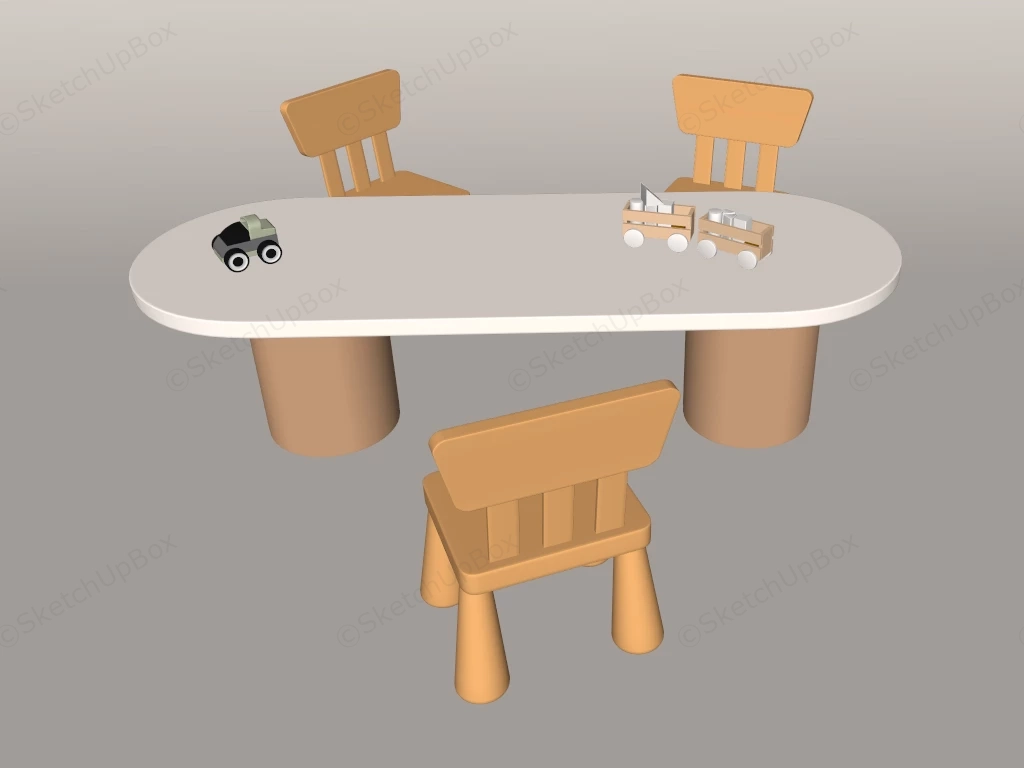Child Table And Chairs Set sketchup model preview - SketchupBox