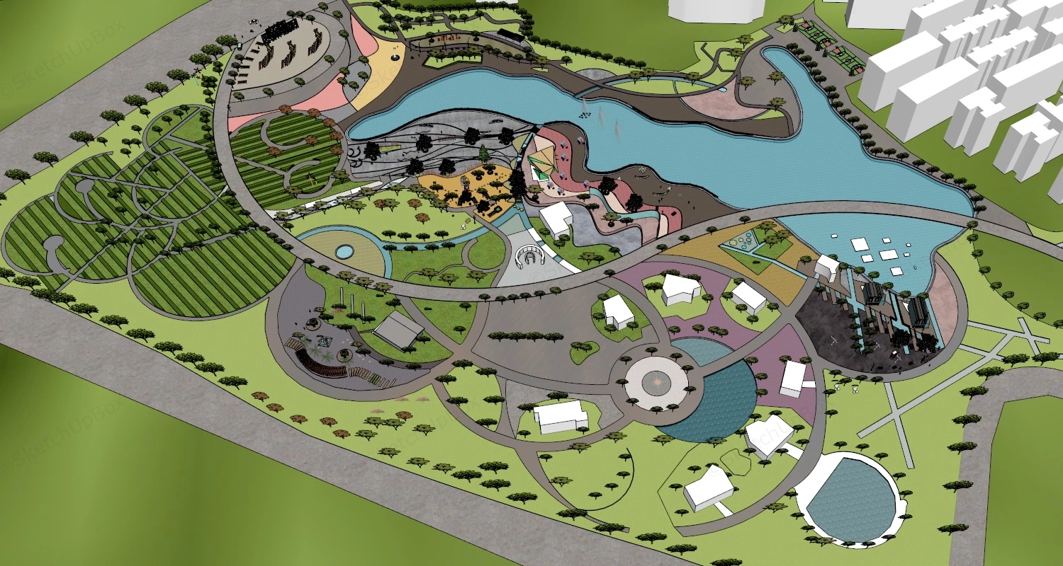 Urban Park Design sketchup model preview - SketchupBox