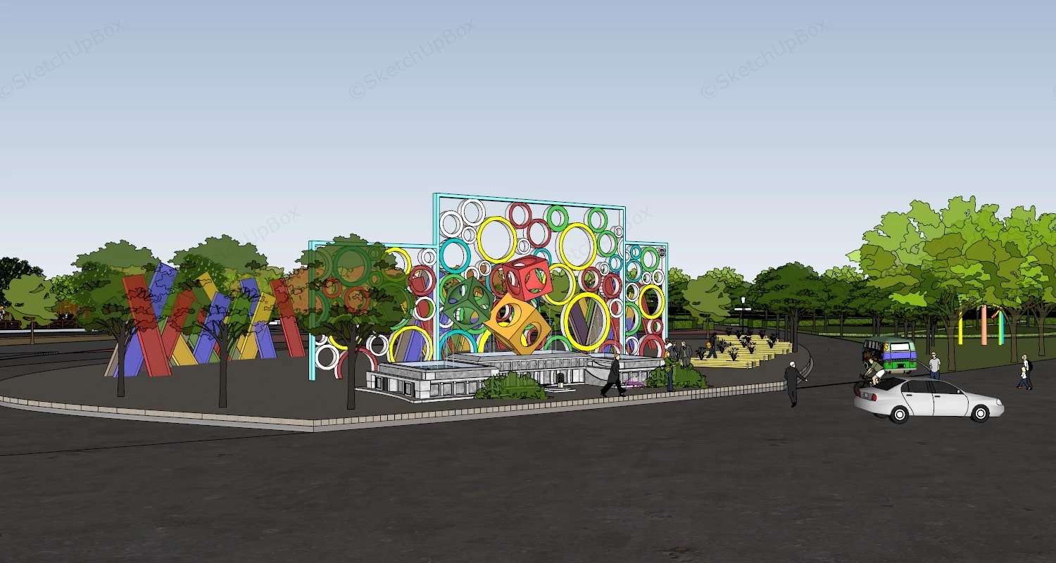 Urban Park Design sketchup model preview - SketchupBox