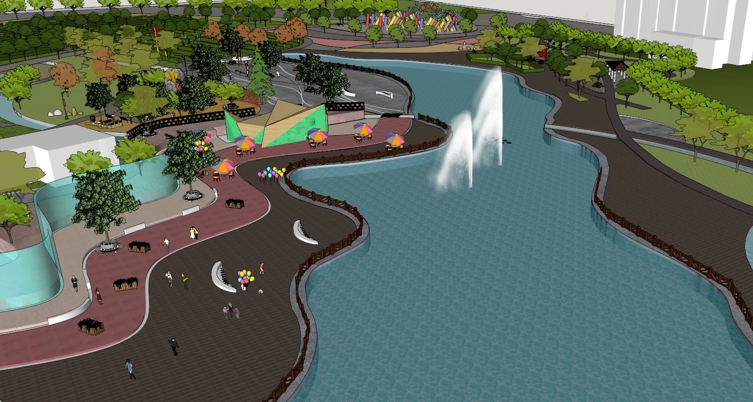 Urban Park Design sketchup model preview - SketchupBox