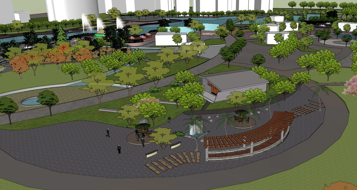 Urban Park Design sketchup model preview - SketchupBox