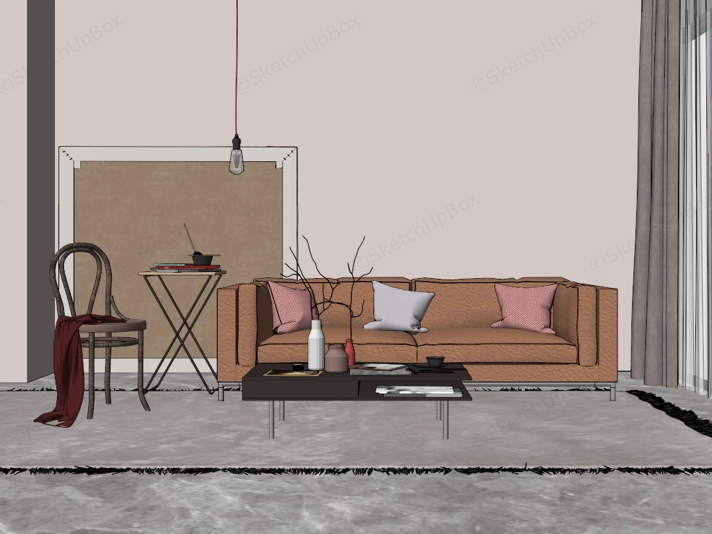 Simple Living Room sketchup model preview - SketchupBox