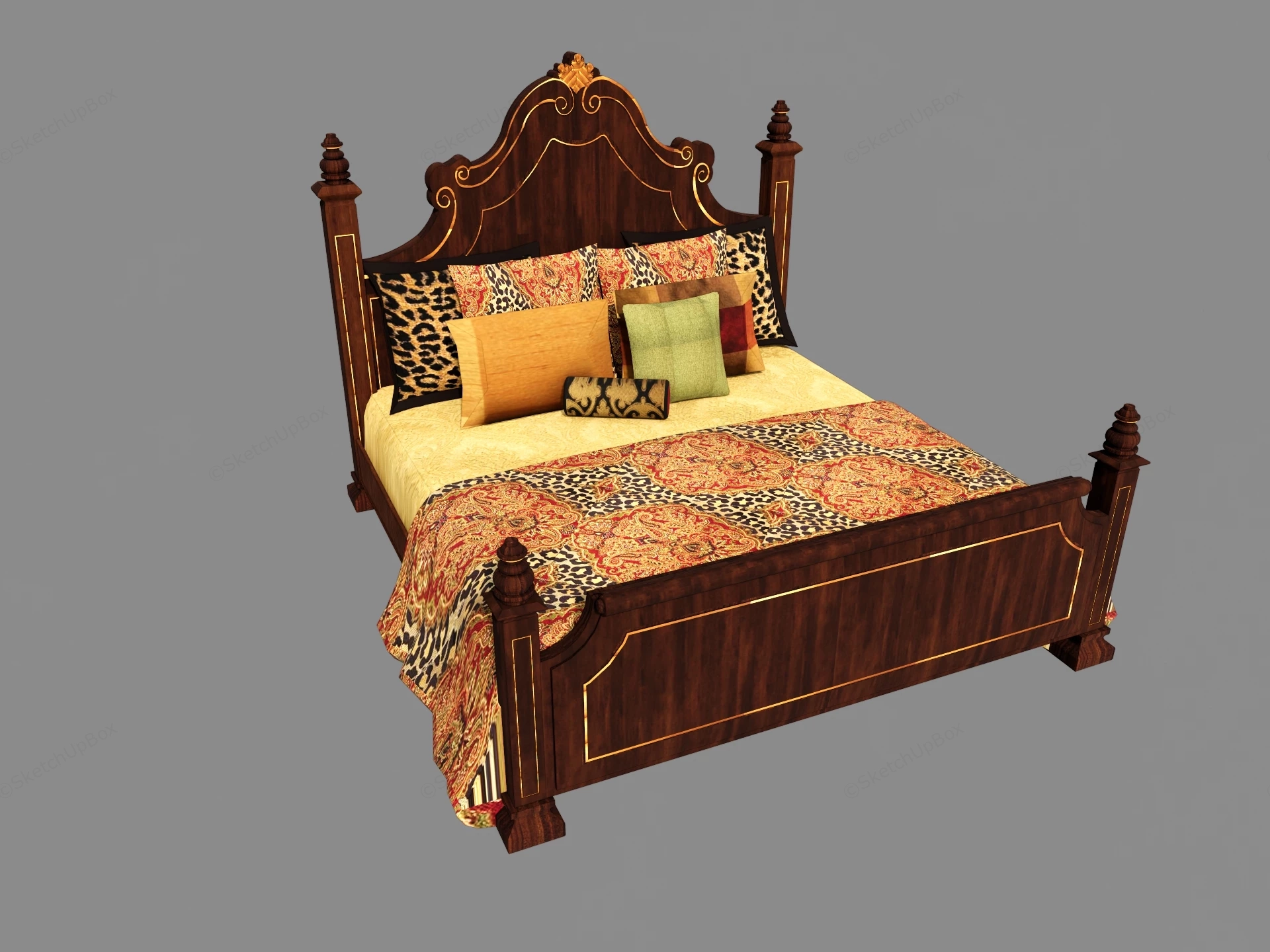 Antique Victorian Bed sketchup model preview - SketchupBox
