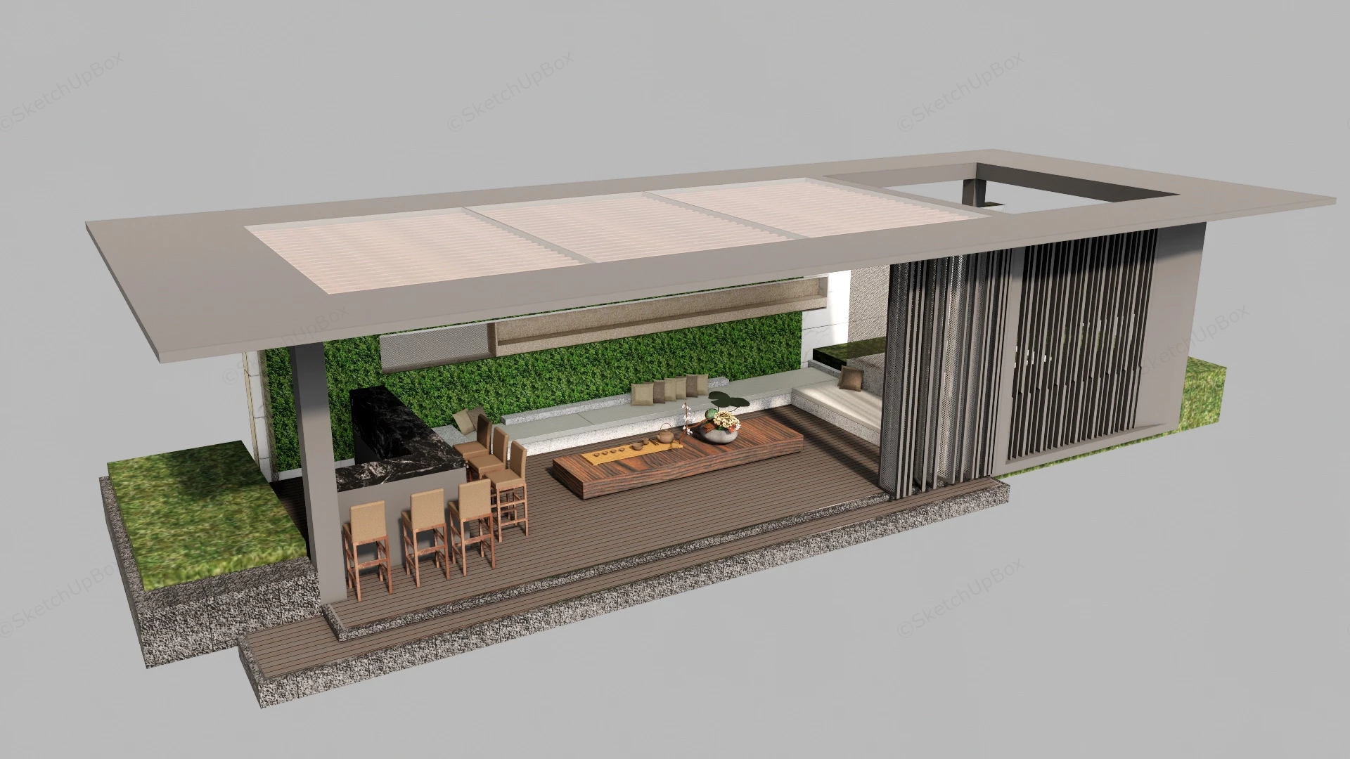 Outdoor Bar Pavilion Plan sketchup model preview - SketchupBox