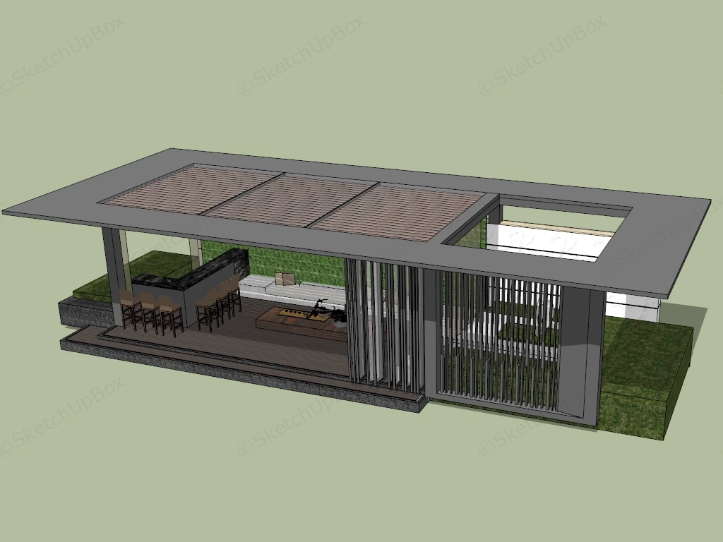 Outdoor Bar Pavilion Plan sketchup model preview - SketchupBox