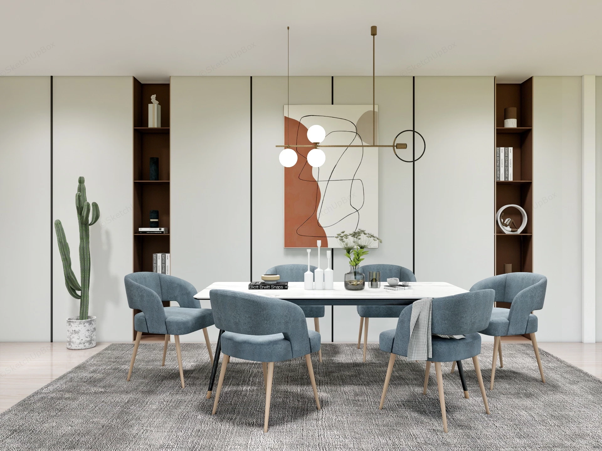 Modern Dining Room Decor sketchup model preview - SketchupBox