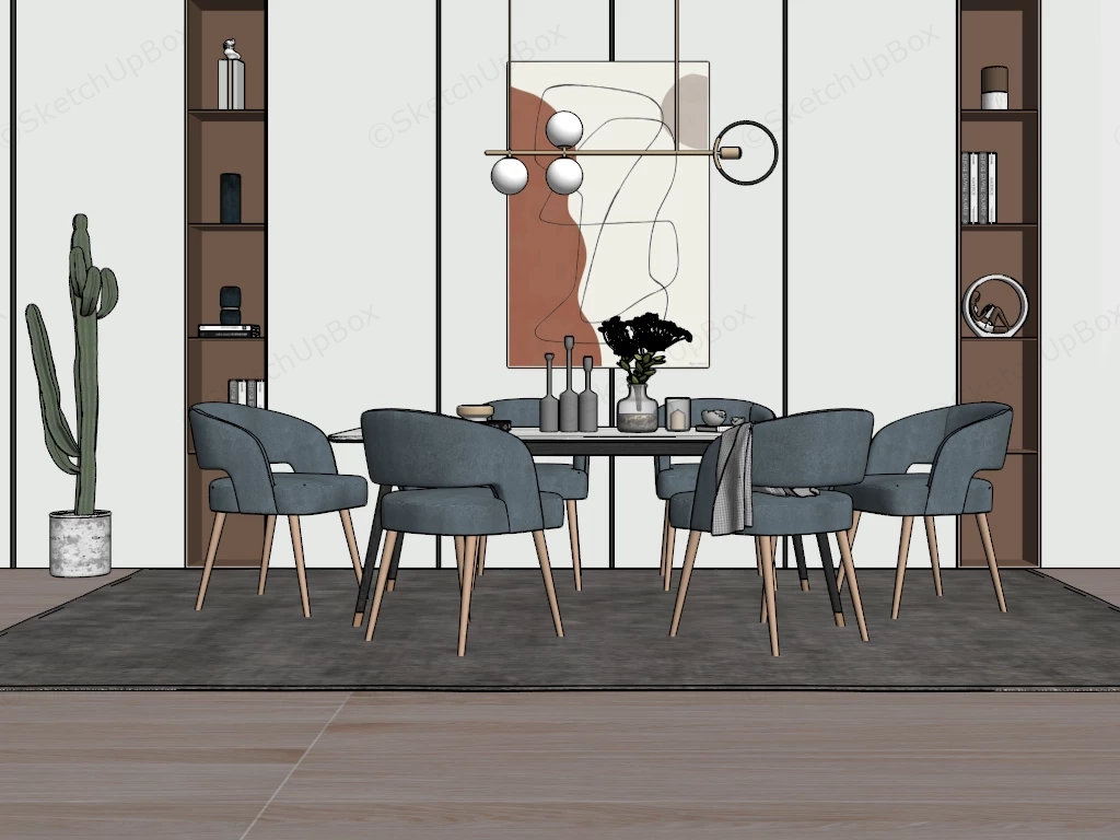Modern Dining Room Decor sketchup model preview - SketchupBox