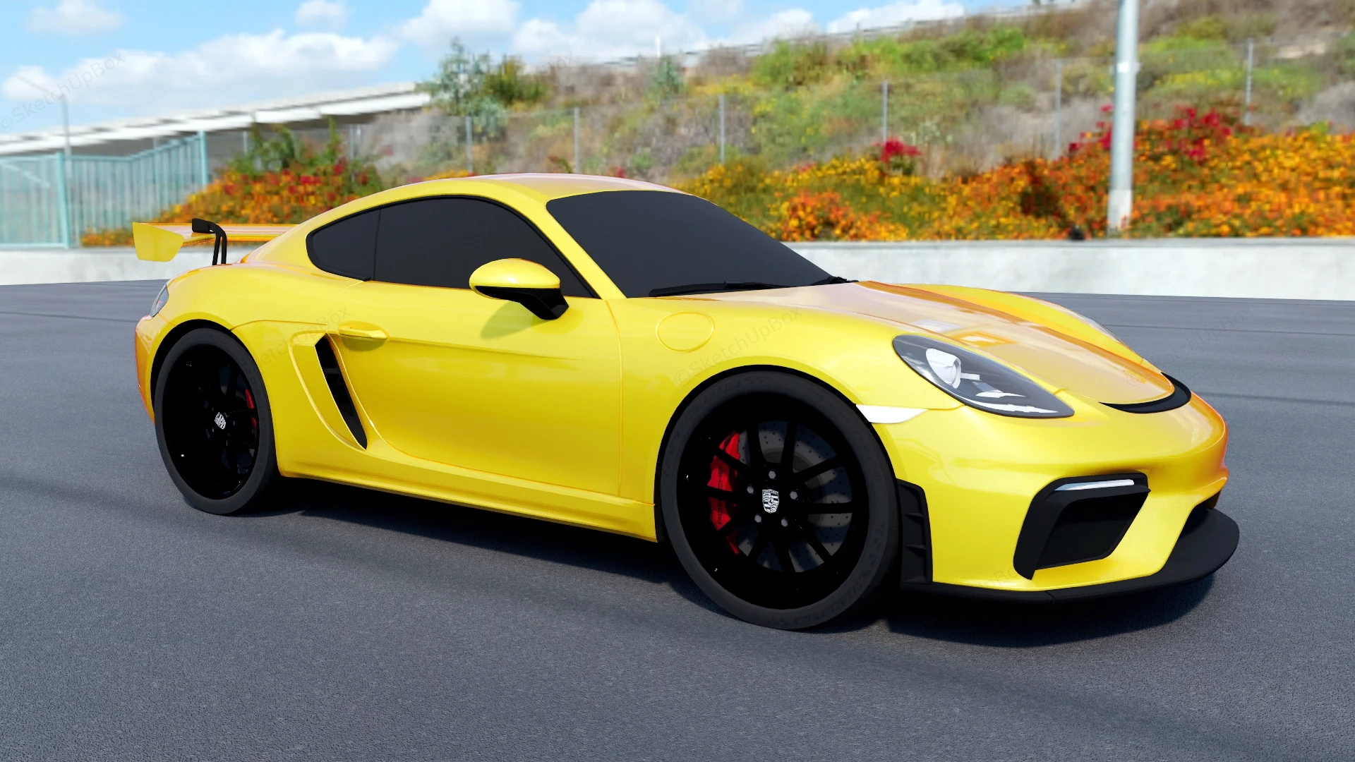 Porsche 718 Cayman sketchup model preview - SketchupBox